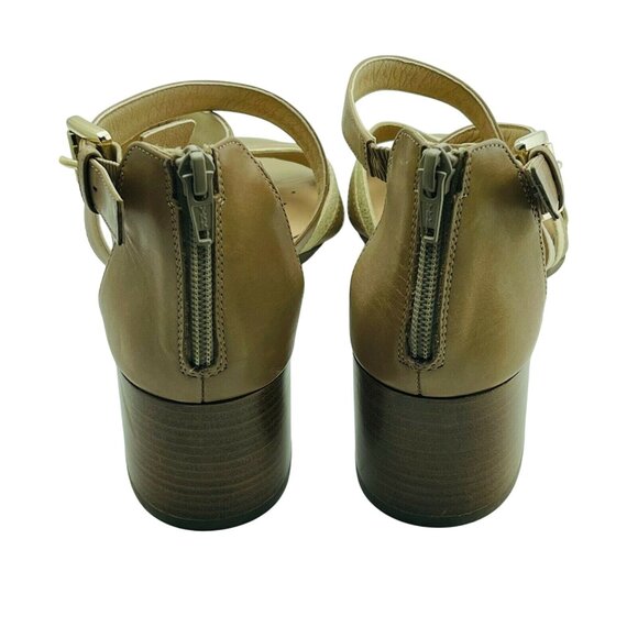 Geox Womens Leather Strappy Heeled Sandals With Back Zipper Closure Brown Size 4 - Picture 3 of 7